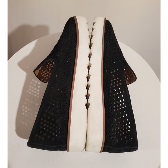 Franco Sarto Florie Perforated Suede Leather Slip-On Loafer Flats Size 8.5 Black - Picture 4 of 11